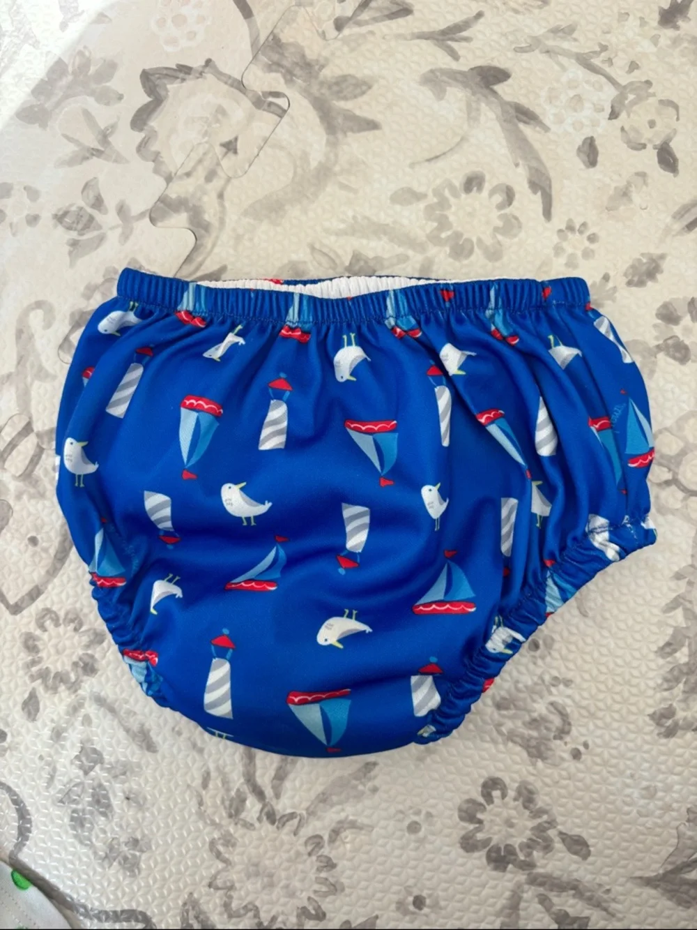 Navy Blue Nautical Print Swim Diaper